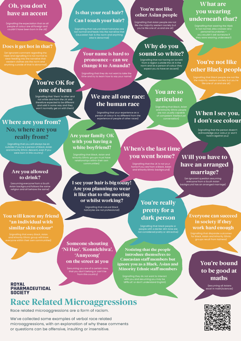 Race microaggression speech poster 2025